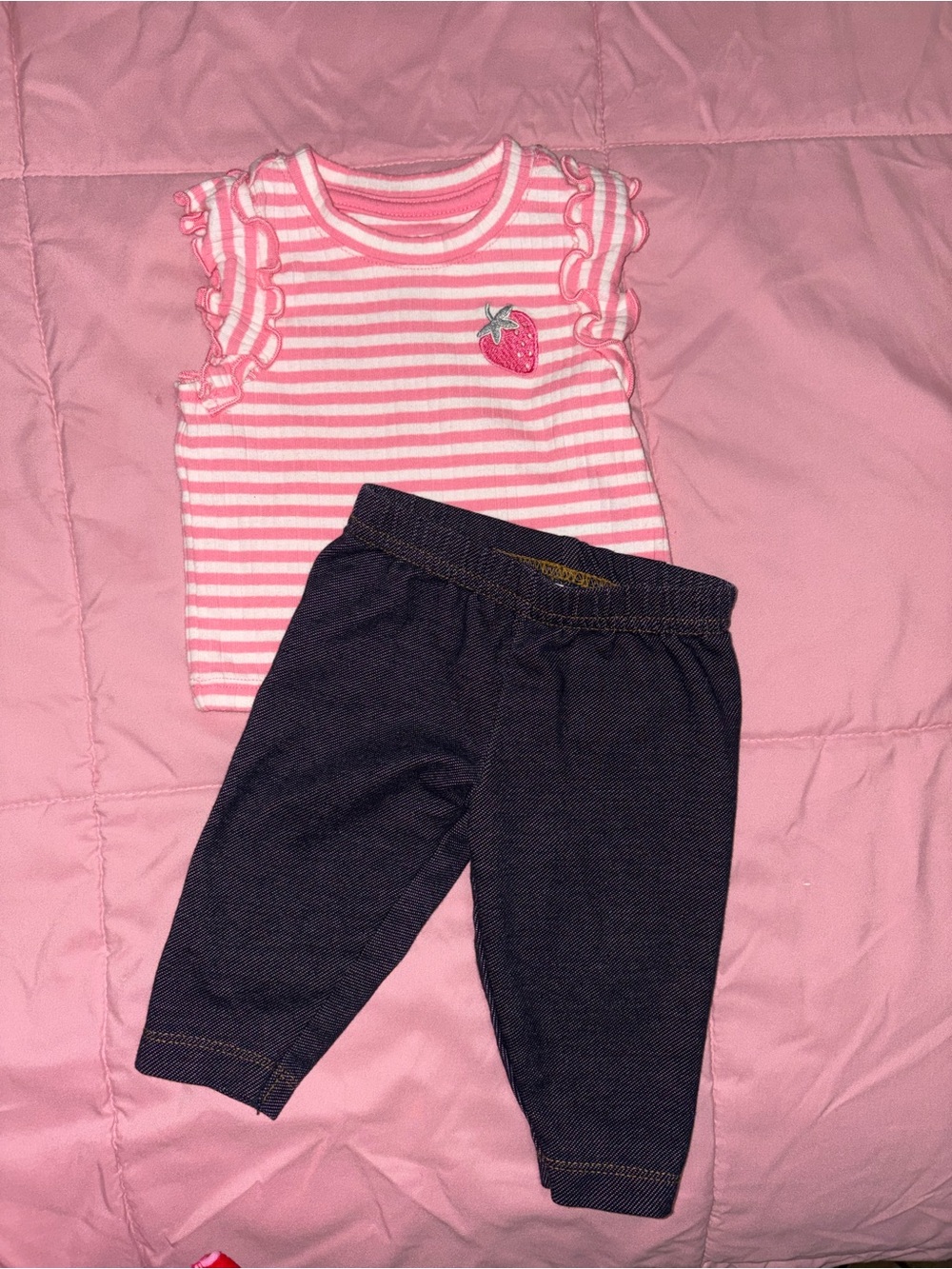 Carters and wondernation blouse and pants with strawberry logo